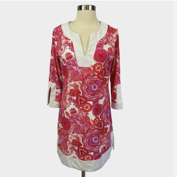 Jude Connally Holly Tunic Mini Dress Captiva Paisley Watermelon - Picture 2 of 13